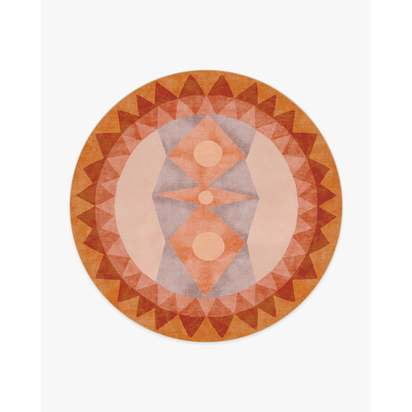 Hilma Sunset Flatwoven Rug by Jungalow - 245 Round cm - Rug + Cushioned Pad System