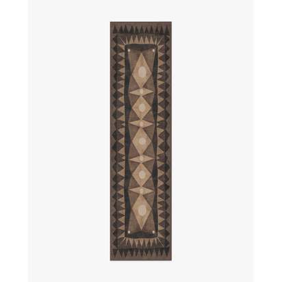 Hilma Charcoal Flatwoven Rug by Jungalow - 75 x 305 cm - Rug + Cushioned Pad System