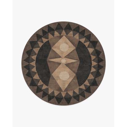 Hilma Charcoal Flatwoven Rug by Jungalow - 245 Round cm - Rug + Cushioned Pad System