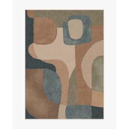 Sonia Sand & Ocean Flatwoven Rug by Jungalow - 150 x 215 cm - Rug + Cushioned Pad System