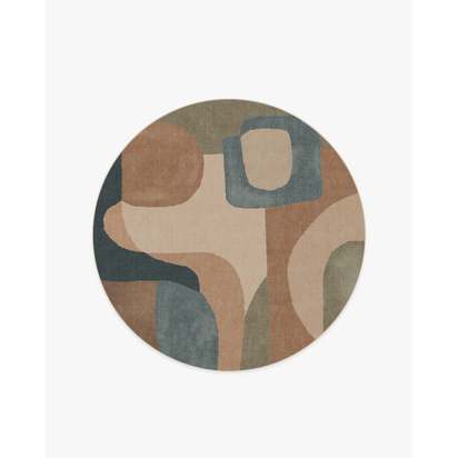 Sonia Sand & Ocean Flatwoven Rug by Jungalow - 185 Round cm - Rug + Cushioned Pad System