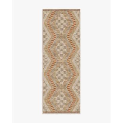 Etta Natural & Terra Flatwoven Rug by Jungalow - 75 x 215 cm - Rug + Cushioned Pad System