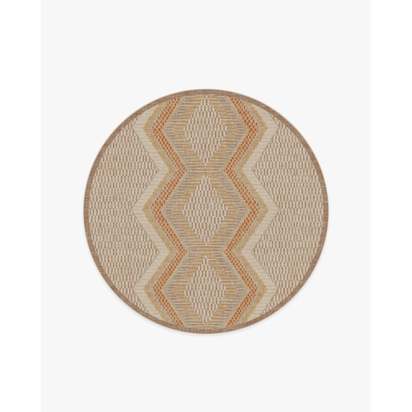 Etta Natural & Terra Flatwoven Rug by Jungalow - 185 Round cm - Rug + Cushioned Pad System