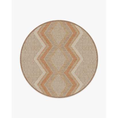 Etta Natural & Terra Flatwoven Rug by Jungalow - 245 Round cm - Rug + Cushioned Pad System
