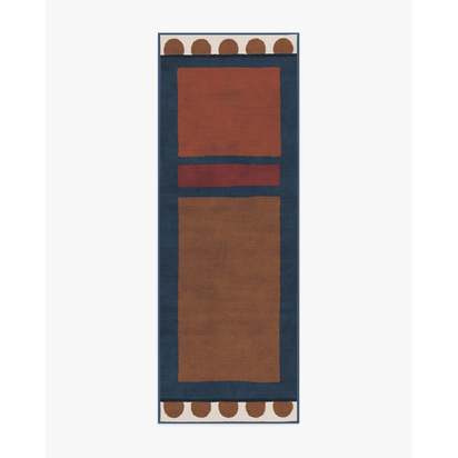 Nina Indigo & Rust Flatwoven Rug by Jungalow - 75 x 215 cm - Rug + Cushioned Pad System