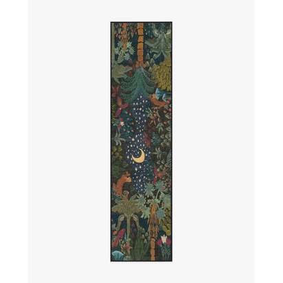 Josephine Midnight Flatwoven Rug by Jungalow - 75 x 305 cm - Rug + Cushioned Pad System