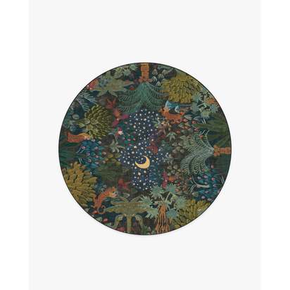 Josephine Midnight Flatwoven Rug by Jungalow - 185 Round cm - Rug + Cushioned Pad System