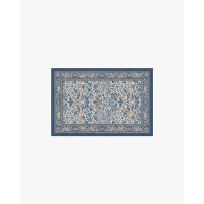 Strawberry Thief Indigo & Ivory Flatwoven Rug by Morris & Co. - 60 x 90 cm - Rug + Cushioned Pad System