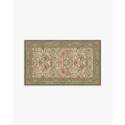 Strawberry Thief Sage & Rose Flatwoven Rug by Morris & Co. - 90 x 150 cm - Rug + Cushioned Pad System