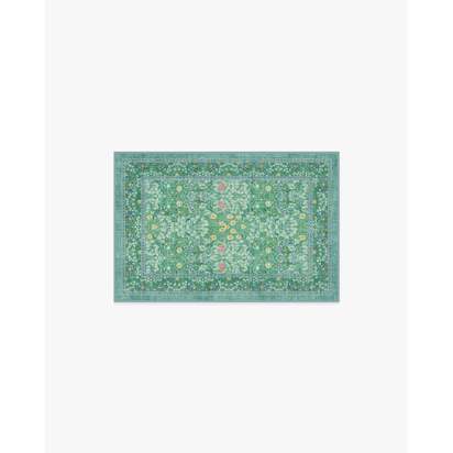 Blackthorn Multicolour Jade Flatwoven Rug by Morris & Co. - 60 x 90 cm - Rug + Cushioned Pad System