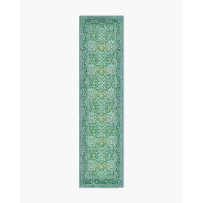 Blackthorn Multicolour Jade Flatwoven Rug by Morris & Co. - 75 x 305 cm - Rug + Cushioned Pad System