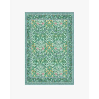 Blackthorn Multicolour Jade Flatwoven Rug by Morris & Co. - 120 x 185 cm - Rug + Cushioned Pad System
