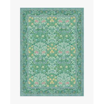 Blackthorn Multicolour Jade Flatwoven Rug by Morris & Co. - 150 x 215 cm - Rug + Cushioned Pad System