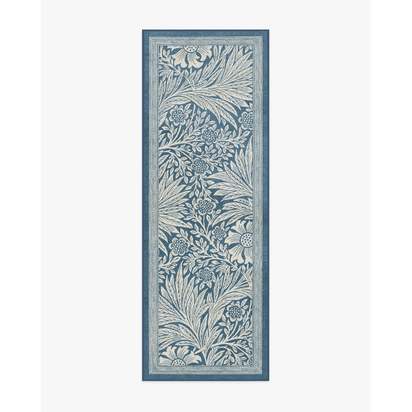 Marigold Blue Flatwoven Rug by Morris & Co. - 75 x 215 cm - Rug + Cushioned Pad System