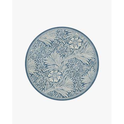 Marigold Blue Flatwoven Rug by Morris & Co. - 185 Round cm - Rug + Cushioned Pad System