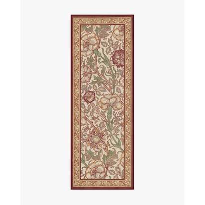 Pink & Rose Burgundy Flatwoven Rug by Morris & Co. - 75 x 215 cm - Rug + Cushioned Pad System