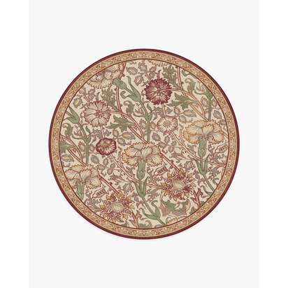 Pink & Rose Burgundy Flatwoven Rug by Morris & Co. - 245 Round cm - Rug + Cushioned Pad System