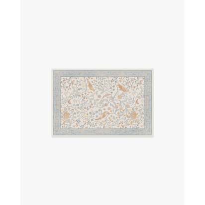 Newill Ivory & Blue Flatwoven Rug by Morris & Co. - 60 x 90 cm - Rug + Cushioned Pad System