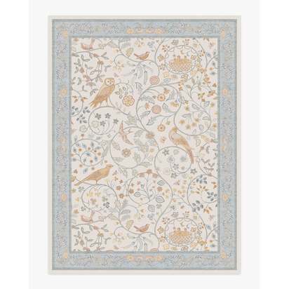 Newill Ivory & Blue Flatwoven Rug by Morris & Co. - 275 x 365 cm - Rug + Cushioned Pad System
