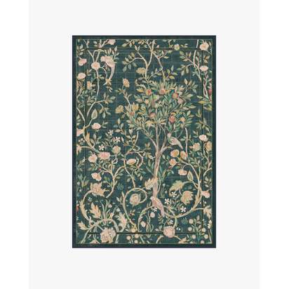 Melsetter Teal Green Flatwoven Rug by Morris & Co. - 120 x 185 cm - Rug + Cushioned Pad System