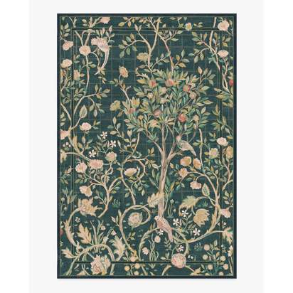 Melsetter Teal Green Flatwoven Rug by Morris & Co. - 185 x 275 cm - Rug + Cushioned Pad System