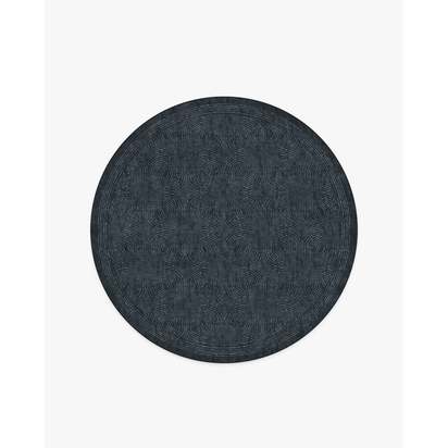 Montecito Indigo Flatwoven Rug by The Hiltons - 185 Round cm - Rug + Cushioned Pad System