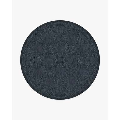 Montecito Indigo Flatwoven Rug by The Hiltons - 245 Round cm - Rug + Cushioned Pad System