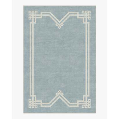Chrysler Border Chambray Blue Flatwoven Rug by The Hiltons - 185 x 275 cm - Rug + Cushioned Pad System