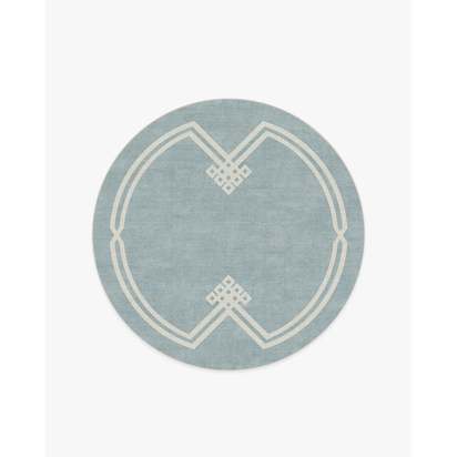 Chrysler Border Chambray Blue Flatwoven Rug by The Hiltons - 185 Round cm - Rug + Cushioned Pad System