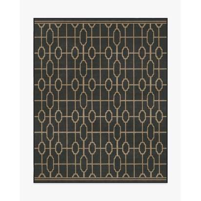 Diana Trellis Black & Gold Flatwoven Rug by The Hiltons - 245 x 305 cm - Rug + Cushioned Pad System