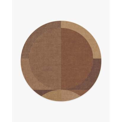 Harlow Copper & Brown Flatwoven Rug - 245 Round cm - Rug + Cushioned Pad System