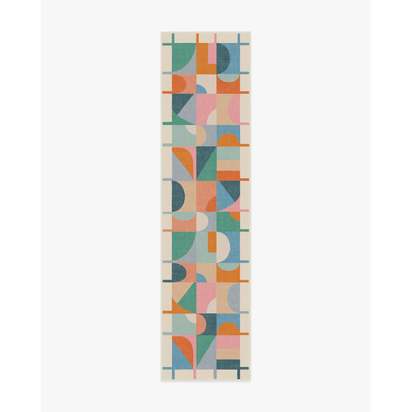 Jennie Multicolour Flatwoven Rug - 75 x 305 cm - Rug + Cushioned Pad System