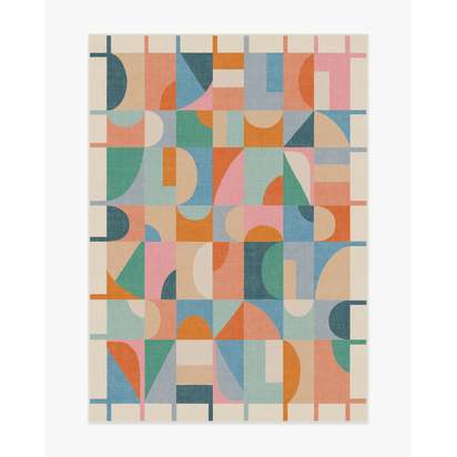 Jennie Multicolour Flatwoven Rug - 150 x 215 cm - Rug + Cushioned Pad System