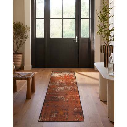 Patina Copper Multicolour Flatwoven Rug - 75 x 305 cm - Rug + Cushioned Pad System