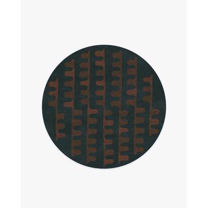 Veza Midnight & Coral Flatwoven Rug - 185 Round cm - Rug + Cushioned Pad System