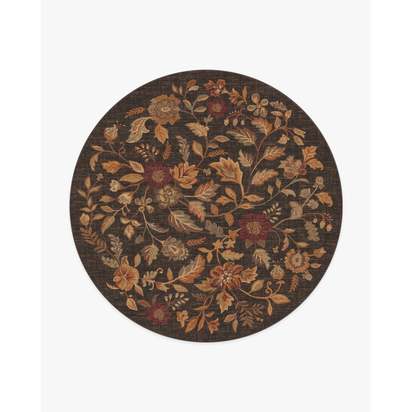 Anonna Dark Wood Flatwoven Rug - 245 Round cm - Rug + Cushioned Pad System