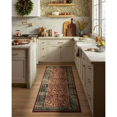 Acorn Amber Red Flatwoven Rug by Morris & Co. - 90 x 150 cm - Rug + Cushioned Pad System