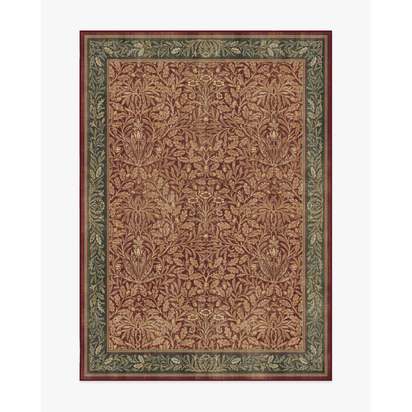 Acorn Amber Red Flatwoven Rug by Morris & Co. - 150 x 215 cm - Rug + Cushioned Pad System