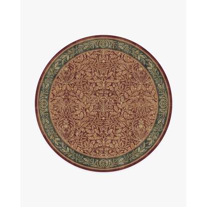 Acorn Amber Red Flatwoven Rug by Morris & Co. - 245 Round cm - Rug + Cushioned Pad System