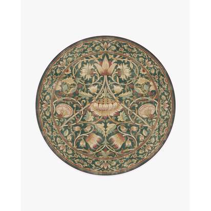 Lodden Soft Evergreen & Gold Flatwoven Rug by Morris & Co. - 245 Round cm - Rug + Cushioned Pad System