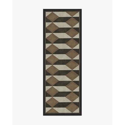 Oak Black & Camel Flatwoven Rug by Martyn Lawrence Bullard - 75 x 215 cm - Rug + Cushioned Pad System