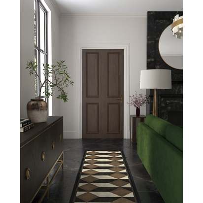 Oak Black & Camel Flatwoven Rug by Martyn Lawrence Bullard - 75 x 215 cm - Rug + Cushioned Pad System