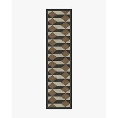 Oak Black & Camel Flatwoven Rug by Martyn Lawrence Bullard - 75 x 305 cm - Rug + Cushioned Pad System