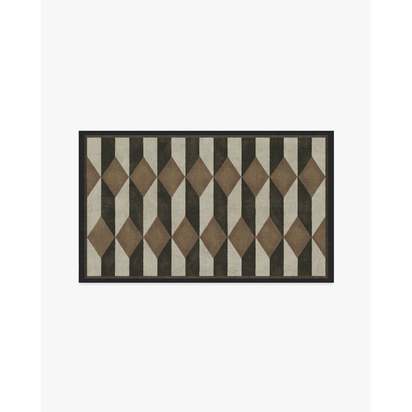 Oak Black & Camel Flatwoven Rug by Martyn Lawrence Bullard - 90 x 150 cm - Rug + Cushioned Pad System