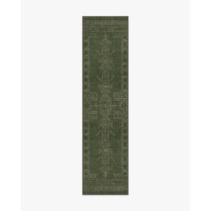 Amira Green Flatwoven Rug by Martyn Lawrence Bullard - 75 x 305 cm - Rug + Cushioned Pad System