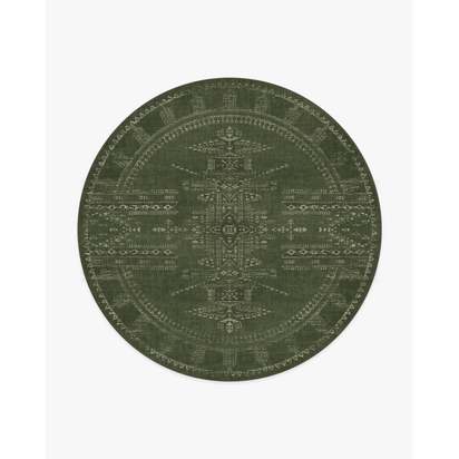 Amira Green Flatwoven Rug by Martyn Lawrence Bullard - 245 Round cm - Rug + Cushioned Pad System