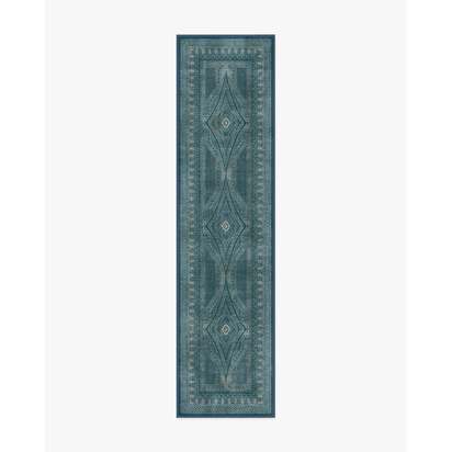 Nomad Blue Flatwoven Rug by Martyn Lawrence Bullard - 75 x 305 cm - Rug + Cushioned Pad System