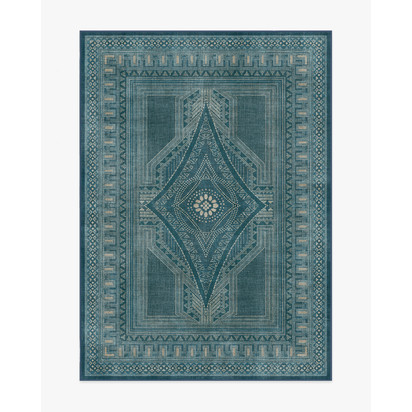 Nomad Blue Flatwoven Rug by Martyn Lawrence Bullard - 150 x 215 cm - Rug + Cushioned Pad System