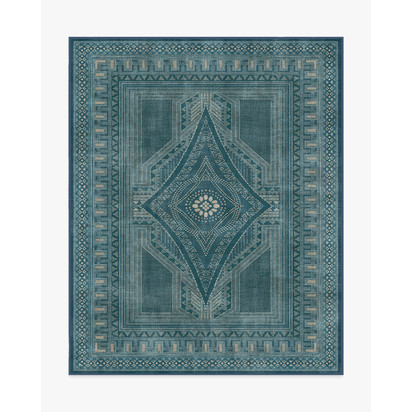 Nomad Blue Flatwoven Rug by Martyn Lawrence Bullard - 245 x 305 cm - Rug + Cushioned Pad System