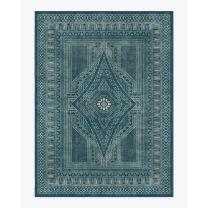 Nomad Blue Flatwoven Rug by Martyn Lawrence Bullard - 275 x 365 cm - Rug + Cushioned Pad System